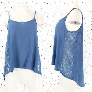 Lace Detail Cami Tank Top Denim Blue